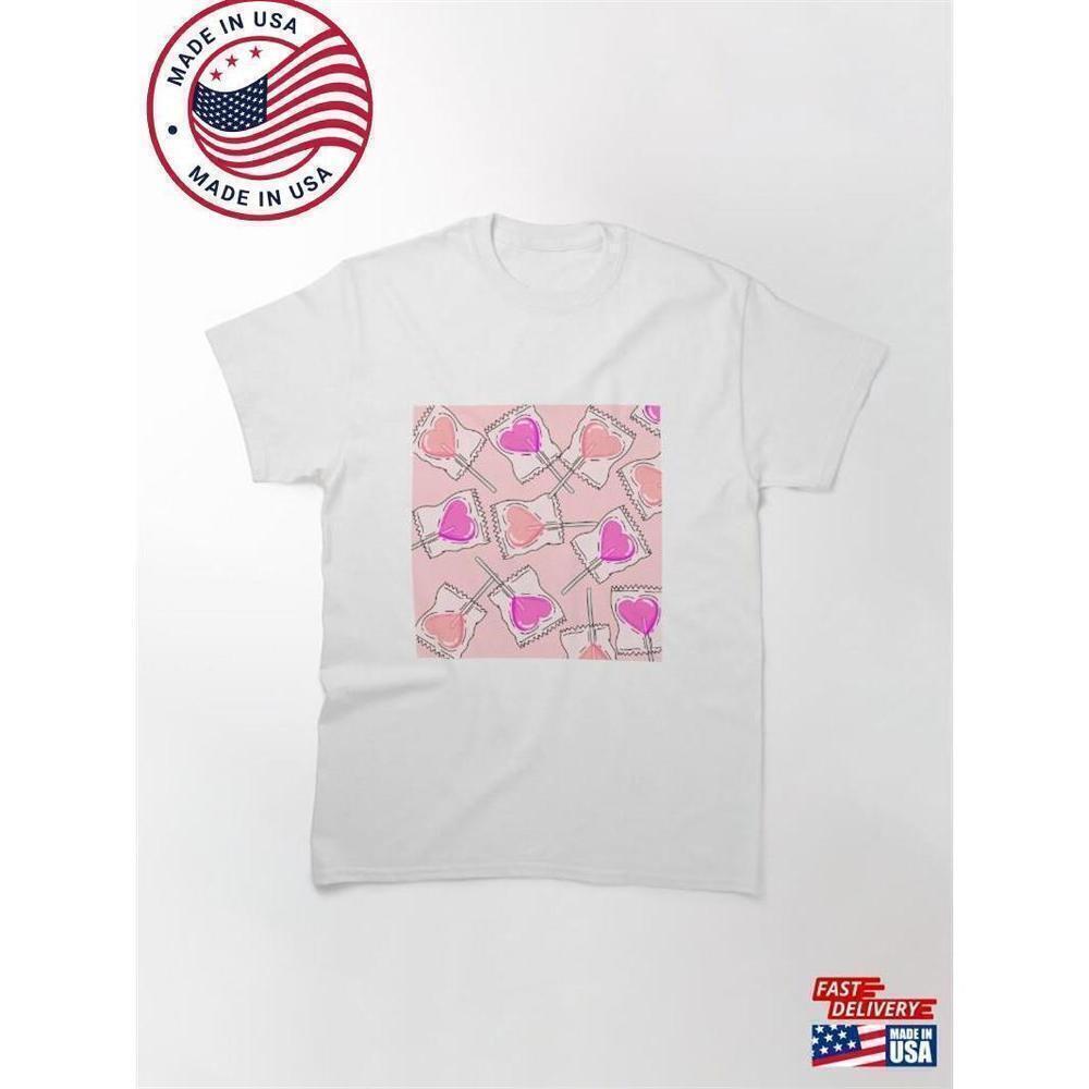 Peach Heart Shaped Lollipops Cute Sweet Candy Unisex Classic T-Shirt